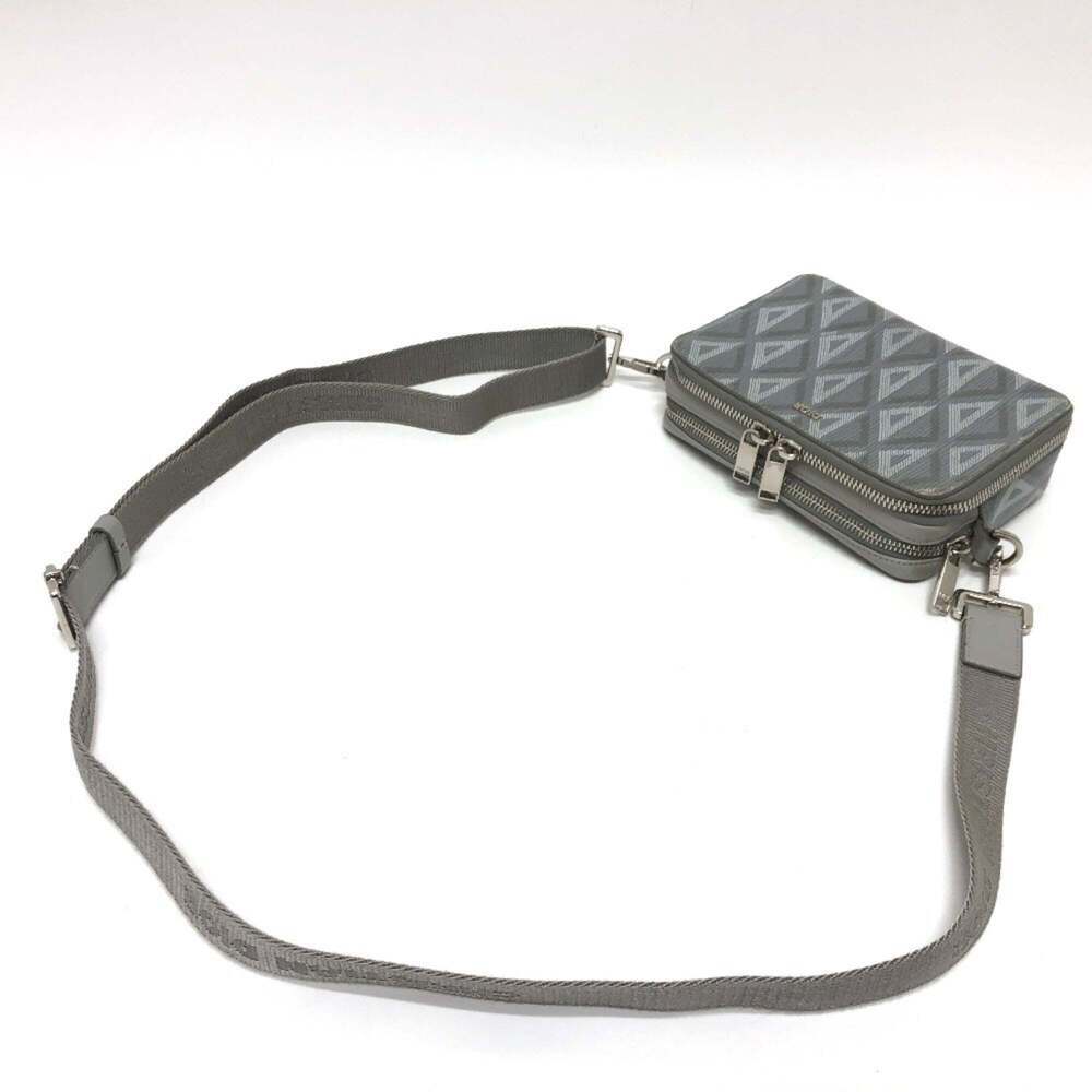 CHRISTIAN DIOR Gray Diamond Leather Pochette Shoulder Bag - Picture 6 of 12